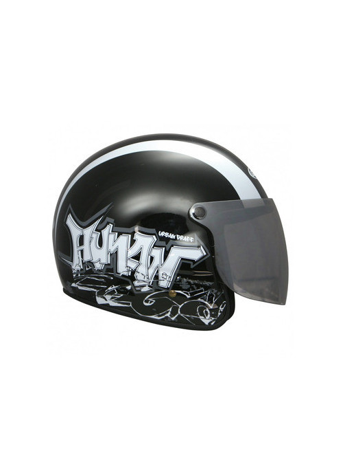 CASQUE GPA HUMAN GRAFF NOIR BRILLANT/DECO BLANCHE XL