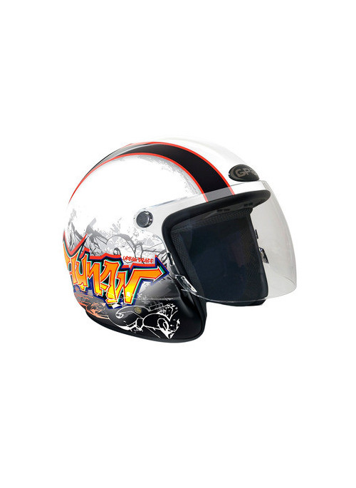 CASQUE GPA HUMAN GRAFF BLANC BRILLANT/DECO COULEUR L