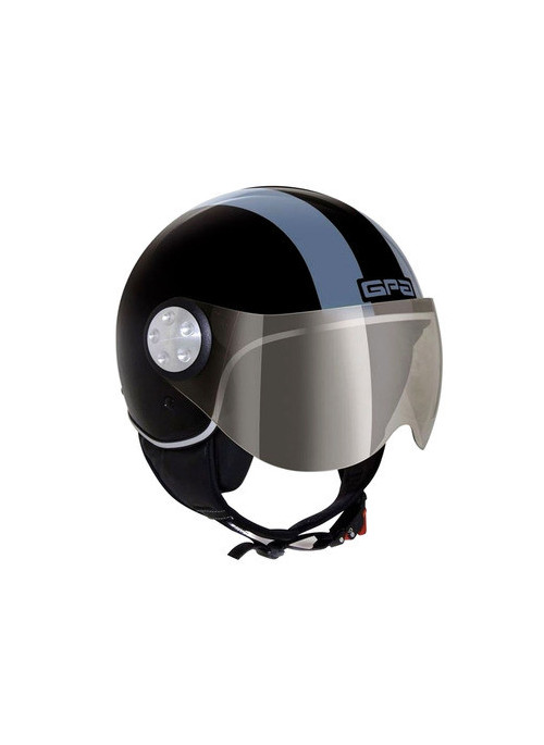 CASQUE GPA COMO NOIR BRILLANT BANDE GRIS TITAN S