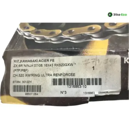 Kit chaine France Equipement KAWASAKI ZX6 R 600 2007-2008 NINJA