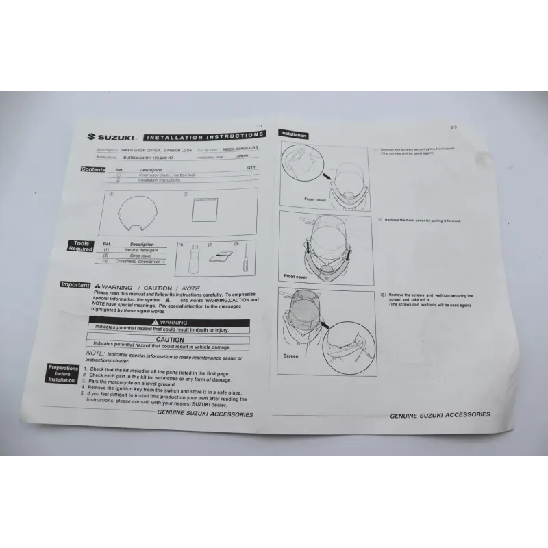 Cache sous bulle SUZUKI UH 125 BURGMAN 2007 - 2013