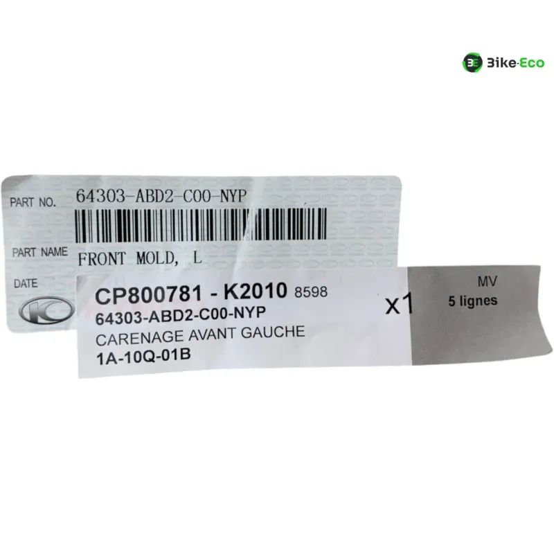 Cache flanc de carenage gauche KYMCO XCITING 500 2009-2012