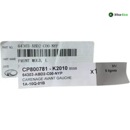 Cache flanc de carenage gauche KYMCO XCITING 500 2009-2012