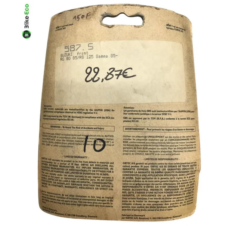 Plaquettes de frein avant SUZUKI RG 125 1985-1991 GAMMA