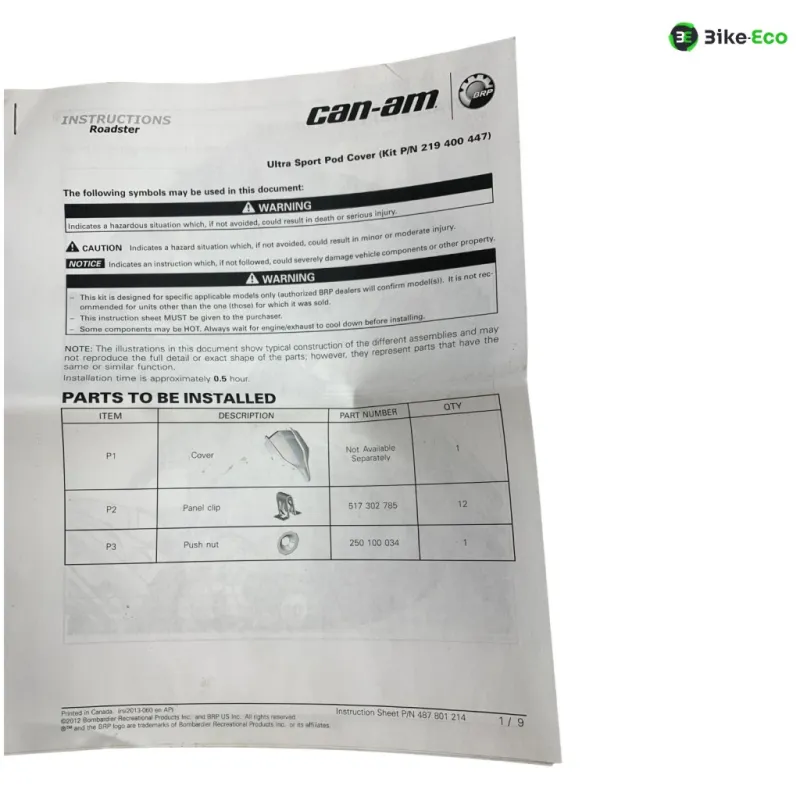 Cache carenage face avant CAN AM SPYDER ST 1000 2016
