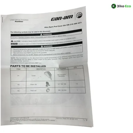 Cache carenage face avant CAN AM SPYDER ST 1000 2016
