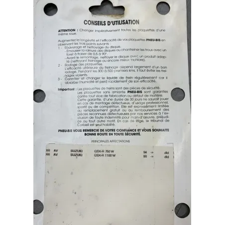 Plaquettes de frein avant SUZUKI GSXR 1100 1993-1998