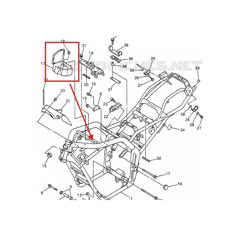 Cache carenage sous selle gauche YAMAHA FZS 600 2002-2003 FAZER