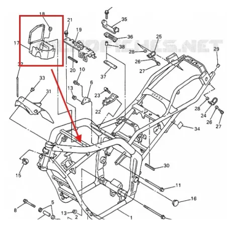 Cache carenage sous selle gauche YAMAHA FZS 600 2002-2003 FAZER