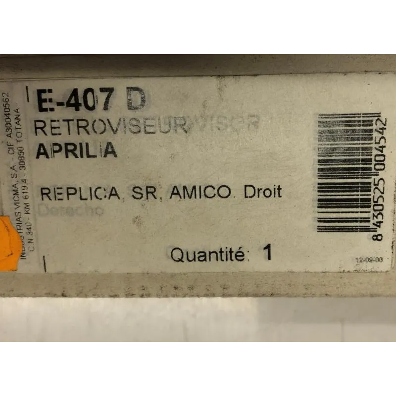 Retro droit APRILIA AMICO 50 1996-1998